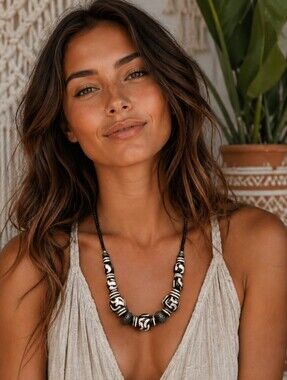 Vintage African Bone Bead Statement Necklace | Artisan Tribal Jewelry